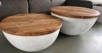 Ronde witte salontafel set, Huis en Inrichting, Tafels | Salontafels, Ophalen, Rond, 50 tot 100 cm, Zo goed als nieuw