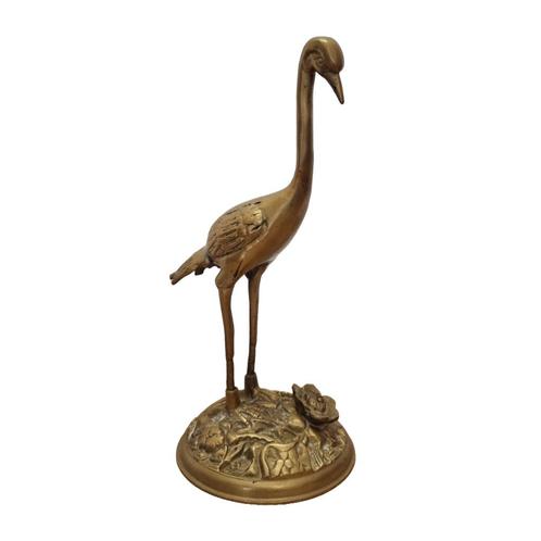 Vintage messing reiger, Verzamelen, Beelden en Beeldjes, Gebruikt, Dier, Ophalen of Verzenden