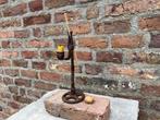 antieke ijzeren kandelaar, spintholder, rushlight, mooie !!, Ophalen of Verzenden