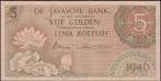 Nederlands Indie 5 Gulden 1946, Ophalen of Verzenden, Zuidoost-Azië, Los biljet