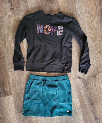 JM set setje trui NOPE en rok corduroy zwart turquoise 134 beschikbaar voor biedingen