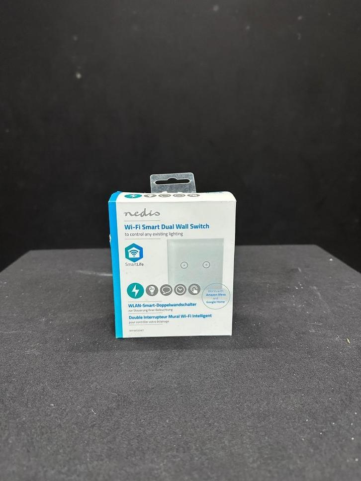 Nedis SmartLife WiFi dubbellichtschakelaar – dubbele variant, Huis en Inrichting, Lampen | Overige, Zo goed als nieuw, Ophalen of Verzenden