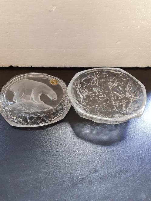 Crystal d' Arques - mooie geslepen bonbondoos met ijsbeer, Antiek en Kunst, Antiek | Glas en Kristal, Ophalen of Verzenden