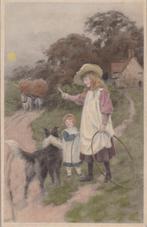 Knap meisje lang haar. Schotse Collie. Leuke oude AK. 1925, Verzenden, 1920 tot 1940, Gelopen, Kinderen