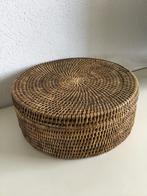 Birma riet grote mand, doos met deksel 36 ø  x 14 cm, Huis en Inrichting, Gebruikt, Mand, Rond, Ophalen of Verzenden
