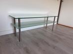 Lage (glazen) sidetable (46 cm hoog), Huis en Inrichting, Tafels | Sidetables, Ophalen, 100 tot 150 cm, Zo goed als nieuw, Glas