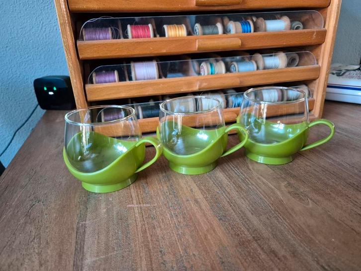 3 retro Melitta theeglazen, Verzamelen, Retro, Huis en Inrichting, Ophalen of Verzenden