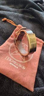 Leren heren armband met metalen accent, Ophalen of Verzenden, Nieuw, Bruin, Leer