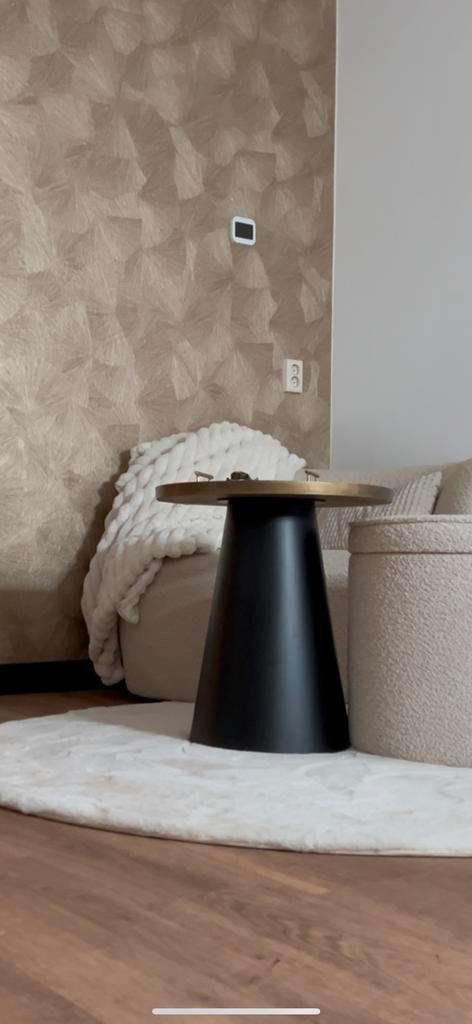 Salon tafel POPETA antiek brons, Huis en Inrichting, Tafels | Salontafels, Gebruikt, Minder dan 50 cm, 50 tot 100 cm, Rond, Metaal