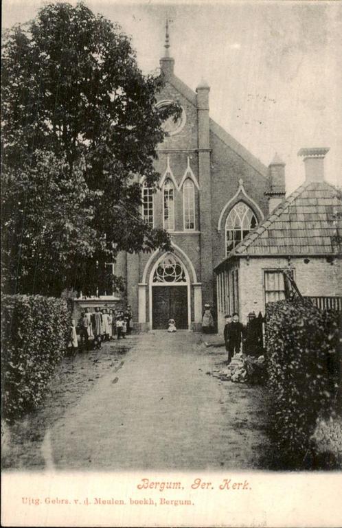 Bergum - Ger Kerk, Verzamelen, Ansichtkaarten | Nederland, Gelopen, Friesland, Voor 1920, Ophalen of Verzenden