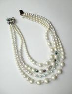 Retro kralen collier met aurora borealis kristallen., Ophalen of Verzenden, Overige materialen, Ketting