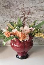 Grote opgemaakte tulpenvaas met kunstbloemen, Overige kleuren, Nieuw, Ophalen of Verzenden, Glas