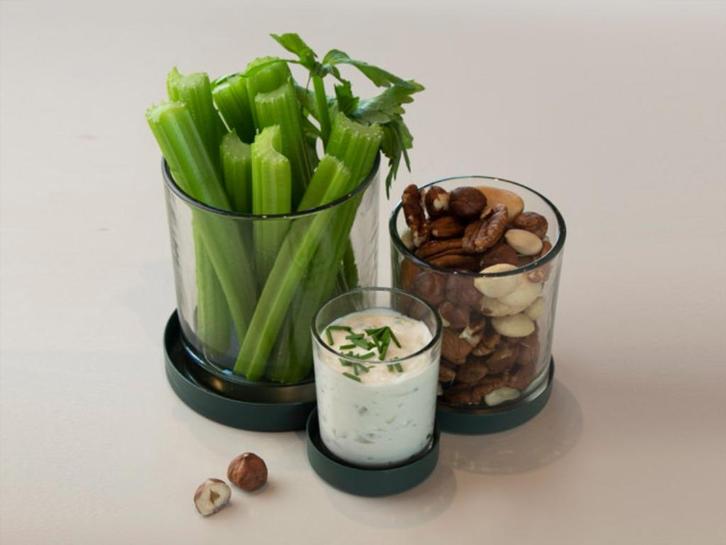 Gusta borrel/serveer set metalen houder met 3 glaasjes Nieuw, Huis en Inrichting, Keuken | Servies, Nieuw, Overige typen, Effen