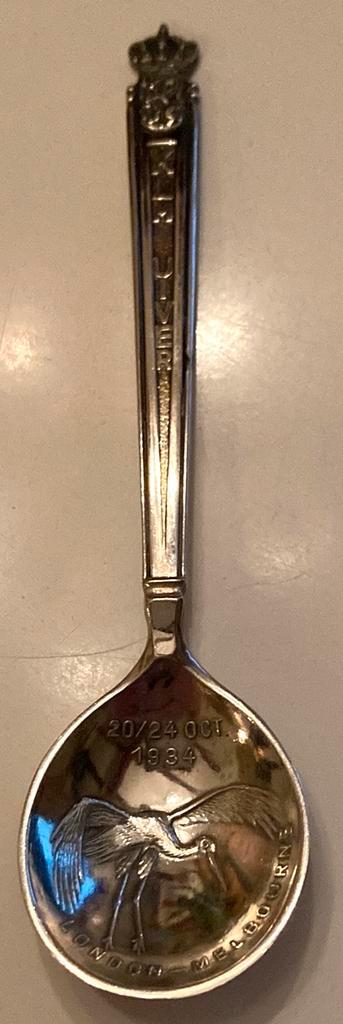 KLM Uiver lepel 20 24  Oct 1934 London Melbourne Zilver, Antiek en Kunst, Curiosa en Brocante, Verzenden