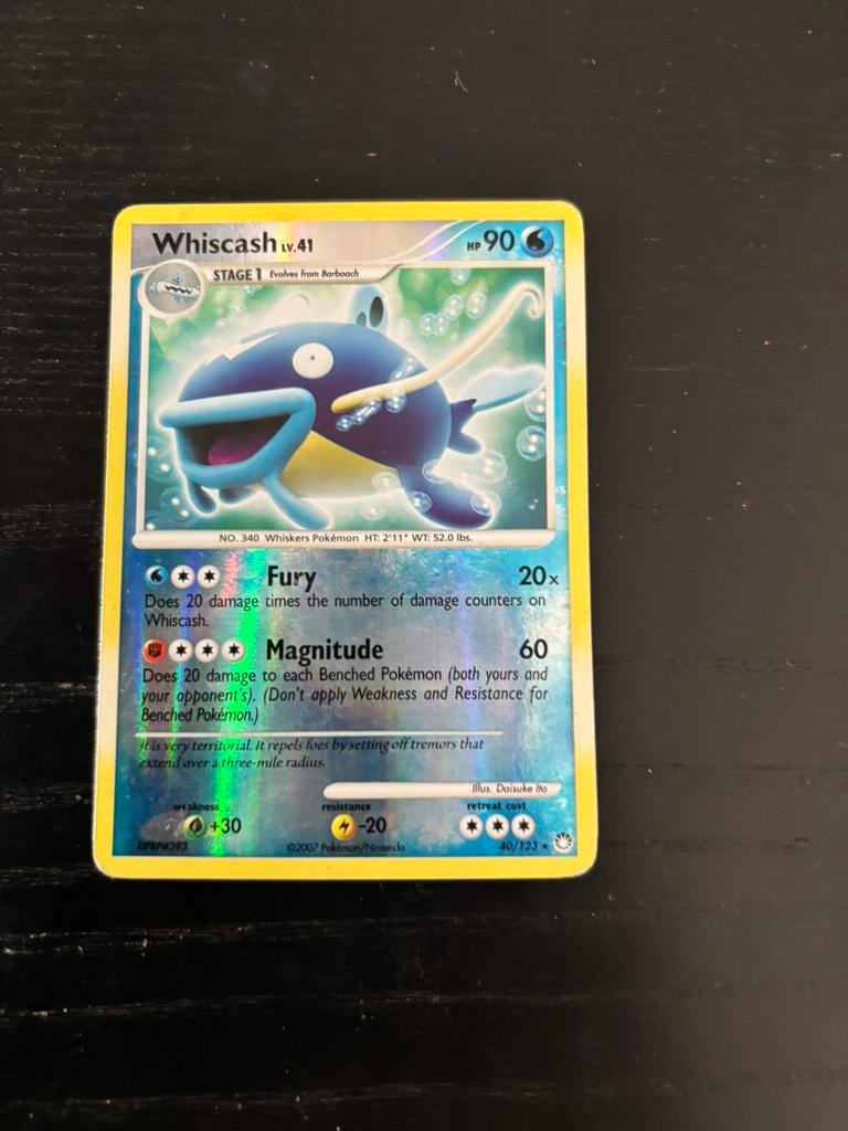 Pokémon Kaarten Whiscash Reverse Holo 40/123 Mysterious Trea, Ophalen of Verzenden, Zo goed als nieuw, Meerdere kaarten