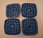 C20. 4 gehaakte onderzetters blauw, Ophalen of Verzenden, Nieuw, Haken, Overige typen