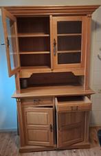 Houten buffetkast met glasdeurtjes, Ophalen, Gebruikt, 100 tot 150 cm, Eikenhout