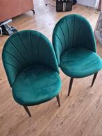 2 mooie groen velvet eetkamerstoelen, Ophalen, Twee, Overige kleuren, Zo goed als nieuw
