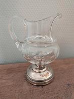 Vintage karaf met geslepen glas en verzilverde voet, Ophalen of Verzenden
