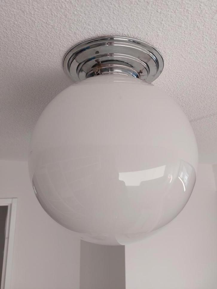 Plafonnière Art Deco, Huis en Inrichting, Lampen | Plafondlampen, Zo goed als nieuw, Glas, Metaal, Ophalen of Verzenden