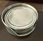 Tinnen Onderzetters Set van 6 in Houder Vintage Stijl Zilver, Antiek en Kunst, Antiek | Tin, Ophalen