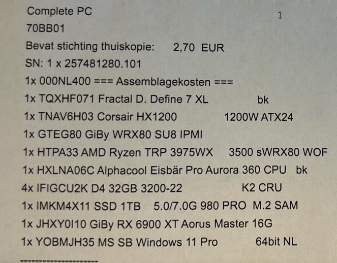 Krachtige Workstation PC - Ryzen TRP 3975WX, Computers en Software, Desktop Pc's, Zo goed als nieuw, 4 Ghz of meer, SSD, 64 GB of meer