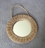 ronde spiegel met rieten omlijsting, Minder dan 50 cm, Gebruikt, Rond, Ophalen of Verzenden