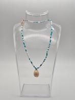 Trendy ketting met schelp Blauw/Wit, Overige materialen, Verstelbaar, Overige kleuren, Nieuw