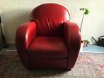 Rood leren fauteuil, Huis en Inrichting, Ophalen, Gebruikt, Modern klassiek,, 75 tot 100 cm