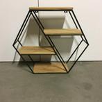 Stoere wandplank met zwart metaal / teak – TTM Wonen, Huis en Inrichting, Woonaccessoires | Wandplanken en Boekenplanken, Www.ttmwonen.nl