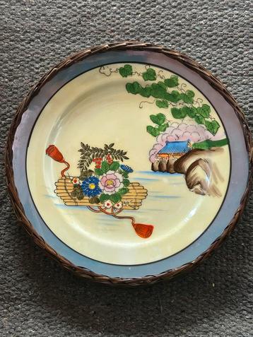 Antiek Japans Wandbord, Handgeschilderd beschikbaar voor biedingen