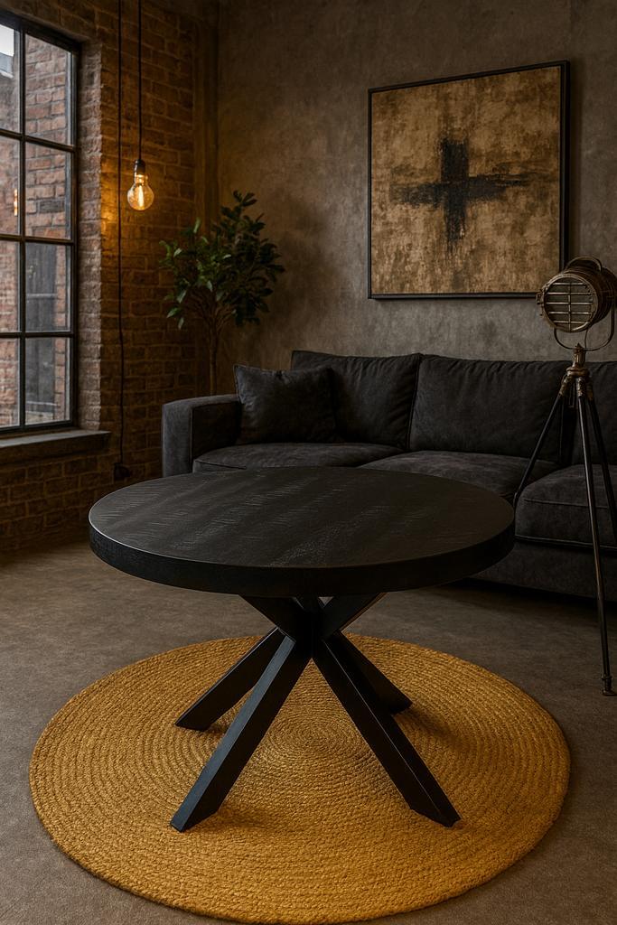 Eettafel rond 100cm Zwart mango Direct/Leverbaar E-7201, Huis en Inrichting, Tafels | Eettafels, Nieuw, 50 tot 100 cm, 50 tot 100 cm