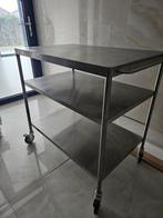 RVS Serveerwagen / Keukenwagen, Huis en Inrichting, Tafels | Sidetables, Ophalen, Gebruikt, 50 tot 100 cm, Metaal