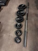 117,5kg Sidea Rubberen Olympische Pu Gewichten + Barbell, Sport en Fitness, Ophalen, Zo goed als nieuw, Halterschijven