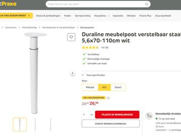 2 Praxis Duraline witte meubelpoten staal beschikbaar voor biedingen