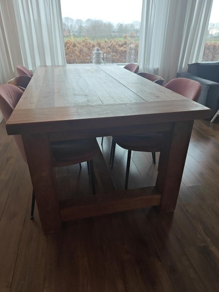 Teak houten tafel, Ophalen of Verzenden, Gebruikt, 4 tot 6 stoelen