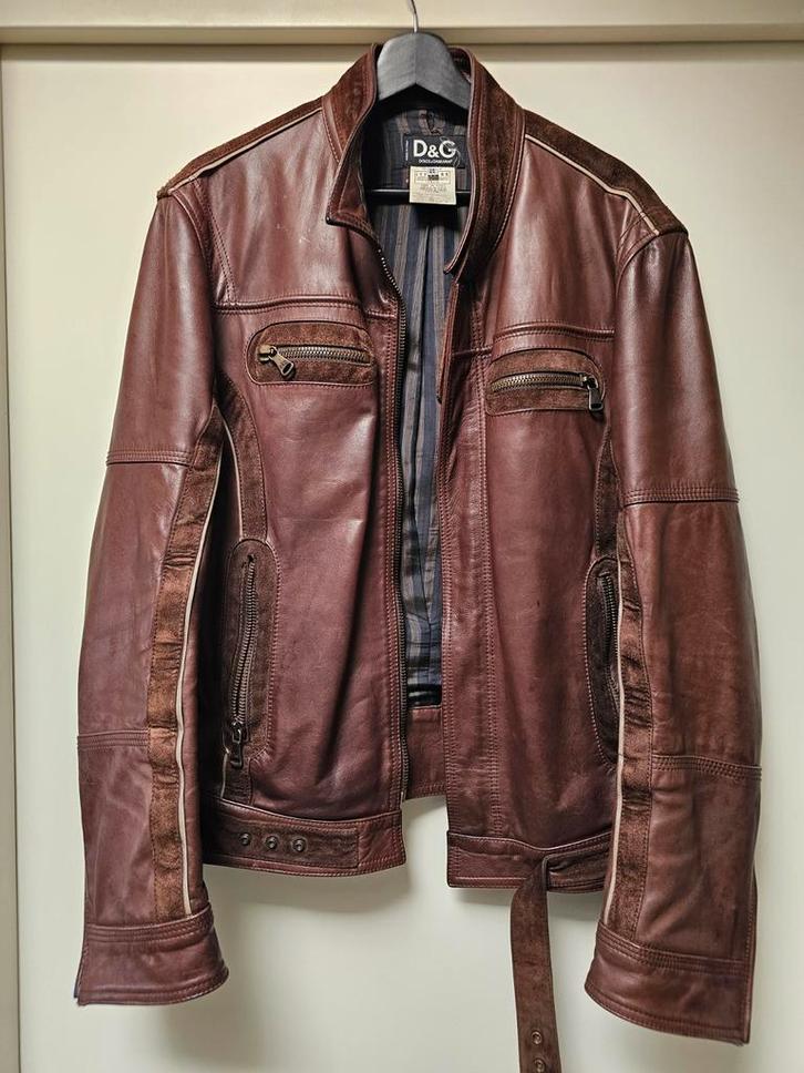 Dolce & Gabbana | leren jas | donkerbruin | 38-52, Kleding | Heren, Jassen | Winter, Gedragen, Maat 52/54 (L), Bruin, Ophalen of Verzenden
