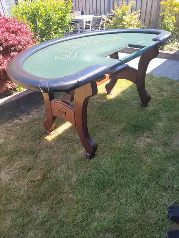Luxe blackjacktafel met houten onderstel! Unieke tafel! beschikbaar voor biedingen