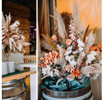 Trouwdecoratie, droogbloemboeket 3x, droogbloemen beschikbaar voor biedingen