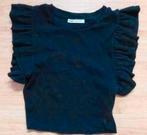 Zwarte cropped top van Zara met volant maat 36/38, Kleding | Dames, Zwart, Ophalen of Verzenden, Zo goed als nieuw, Korte mouw