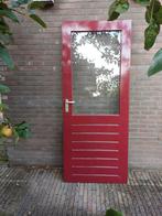 Hard Houten deur incl. glas, slot en sleutel, Ophalen, Gebruikt, 200 tot 215 cm, Glas