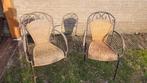 2 gietijzeren tuinstoeltjes met rotan zitting, Tuin en Terras, Tuinstoelen, Ophalen, Gebruikt, Metaal