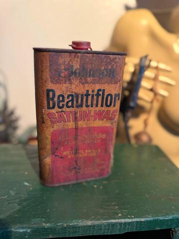 Oud vintage industrieel Beautiflor Blik - Verweerd beschikbaar voor biedingen