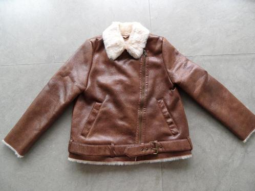 Bruin leren jack van Zara, maat 152 meisje, nieuwstaat!, Kinderen en Baby's, Kinderkleding | Maat 152, Zo goed als nieuw, Meisje