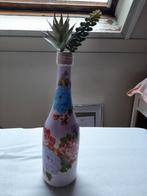 Schitterende unieke decoupage fles (Handmade), Huis en Inrichting, Overige kleuren, Nieuw, Ophalen of Verzenden, Glas