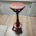 Unieke notenhouten Art Deco Plantentafel Zuil Pilaar, Ophalen