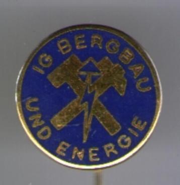IG Berbau und energie blauw email op koper speldje ( T_158 ) beschikbaar voor biedingen