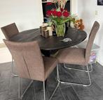 Nieuwstaat eetkamer stoelen, Huis en Inrichting, Stoelen, Ophalen, Bruin, Vier, Stof