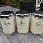 Vintage creme emaille voorraadbussen set, Huis en Inrichting, Keuken | Keukenbenodigdheden, Ophalen of Verzenden, Gebruikt