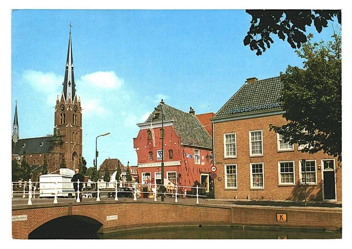 978414 Weesp NH Slijkstraatbrug Bondsspaarbank Gelopen, Verzamelen, Ansichtkaarten | Nederland, Gelopen, Noord-Holland, Ophalen of Verzenden